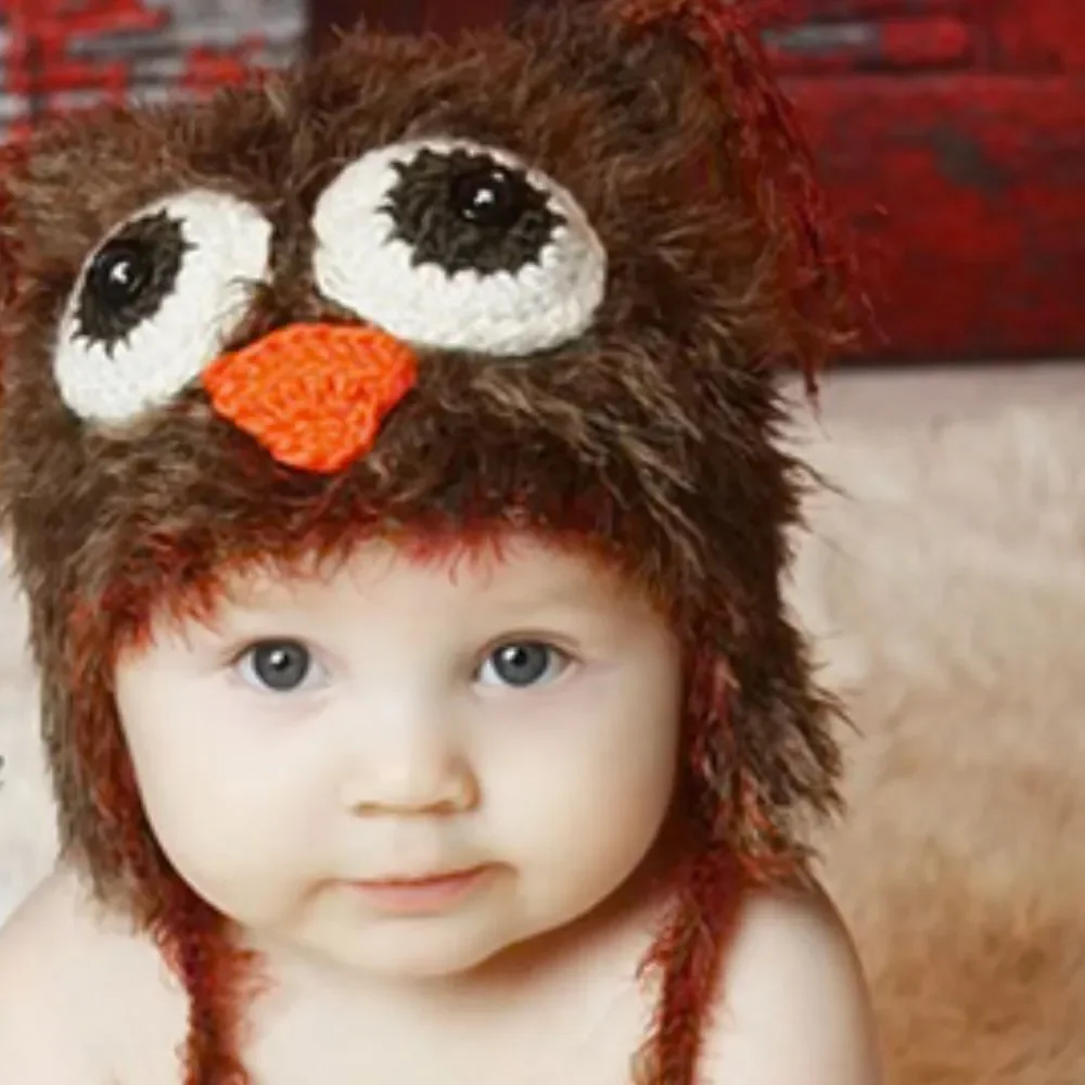 Daisy Baby Unisex Infant Beanie Hat Fisher Brown Owl Photography 6-12 months NEW